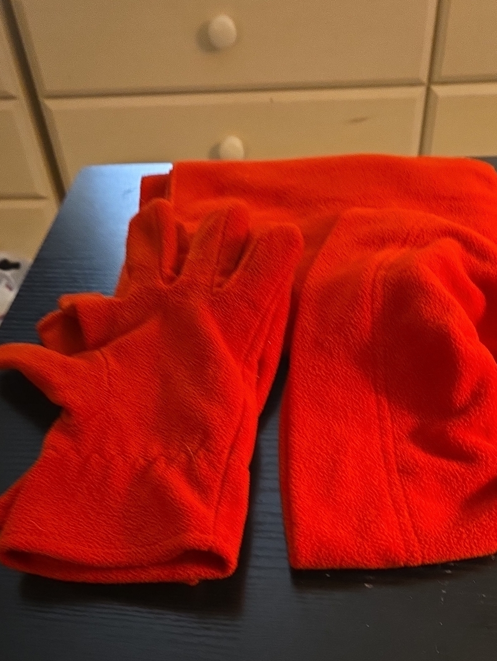 Womens Red Fleece Gloves, Hat and Scarf Set Casino Item